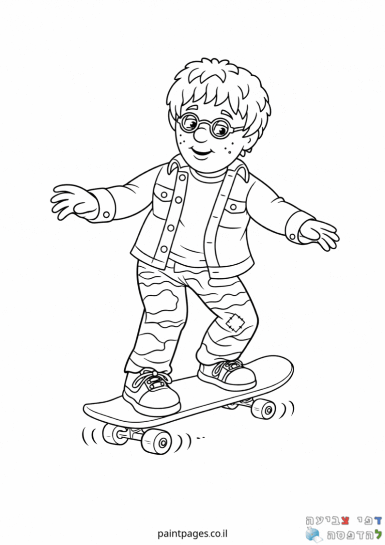 ילד על סקייטבורד דף צביעה שחור לבן יצירה וצביעה ילדים דפי צביעה מקוריים הדפסה פעילות ציור ילדים הרפתקאות דפי צביעה לילדים