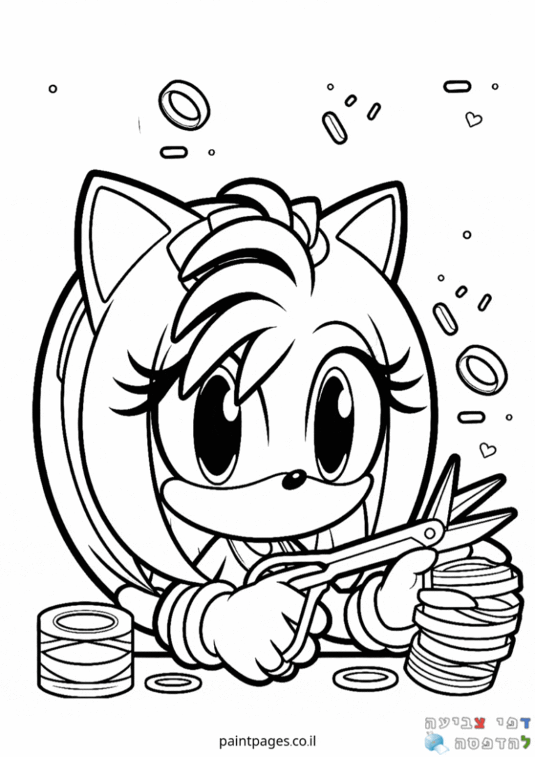 דף צביעה להדפסה עם דמות מצוירת מחזיקה במספריים ומטבעות מתאים לילדים שאוהבים יצירה וצביעה אתר דפי צביעה לילדים איכותיים
