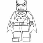 דף צביעה שחור לבן של דמות לגו בסגנון באטמן מתאים לילדים שאוהבים יצירה וצביעה אתר דפי צביעה מקוריים להדפסה