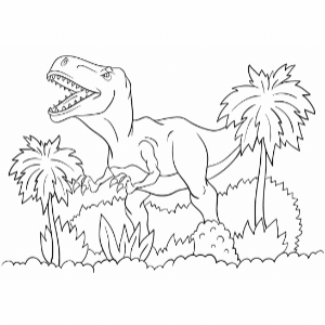 דפי צביעה להדפסה דינוזאור בטבע לילדים שאוהבים פעילות יצירה וצביעה. ציור שחור לבן להורדה, צבעים והתחלה מיידית של כיף יצירתי.