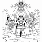 ליגת לוחמים בהרפתקה מלהיבה דמויות לגו לצביעה דפי פעילות יצירה לילדים חובבי קומיקס ואקשן הדפסה מהנה הנאה מובטחת