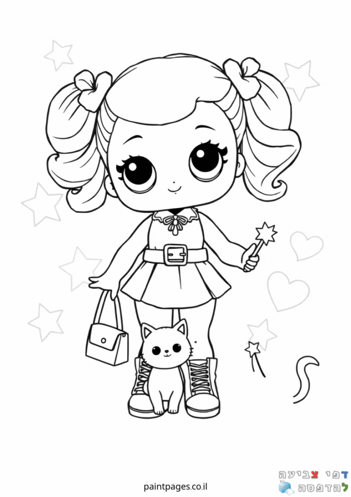 דף צביעה בובת לול חמודה עם עיניים גדולות