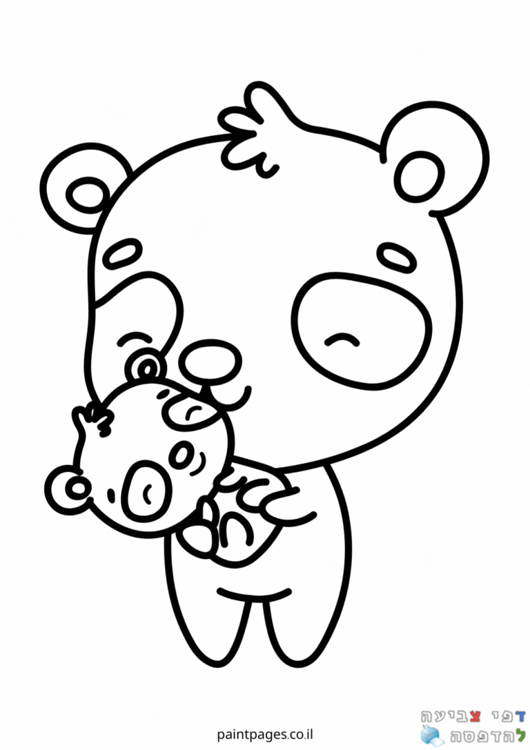 דף צביעה דב פנדה חמוד מחזיק דובי פנדה
