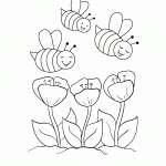 דף צביעה דבורים אוספות צוף