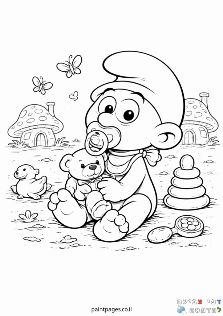 דף צביעה דרדס תינוק