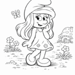 דף צביעה לילדים עם דמות בסגנון קומיקס ביער עם פרפר ופרחים מיועד לילדים שאוהבים פעילות יצירה וצביעה מתאים לאתר דפי צביעה מקוריים