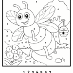 דף צביעה חינוכי לילדים עם דבורה מתוקה, מספרים להתאמת צבעים, מעולה לילדים שאוהבים יצירה וצביעה. מתאים לפעילות יצירה מהנה ומפתחת.