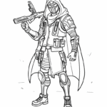 דף צביעה לילדים עם דמות לוחם גיבור על מצויר בשחור לבן לרעיון ליצירה וצביעה מהנה אתר דפי צביעה מקוריים להדפסה.