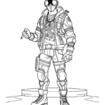 דף צביעה לילדים דמות לוחם עתידני עם קסדה טכנולוגית. מתאים לילדים שאוהבים יצירה וצביעה. להדפסה והנאה באתר מוכן לפעילות כיפית.