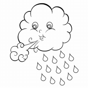 ציור של ענן שמח עם טיפות גשם דפי צביעה לילדים בכל הגילאים אוהבי פעילות יצירה וצביעה ציורים להדפסה ילדים צביעה יצירה