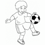 דף צביעה להדפסה ילד משחק כדורגל בשחור לבן מתאים לילדים בכל הגילאים שאוהבים פעילות יצירה וצביעה ציורים להדפסה דפי צביעה