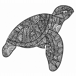 תמונת צבי ים בשחור לבן עם דוגמאות גאומטריות מיועד להדפסה וצביעה ילדים בכל הגילאים שאוהבים פעילות יצירה וצביעה ציורים להדפסה
