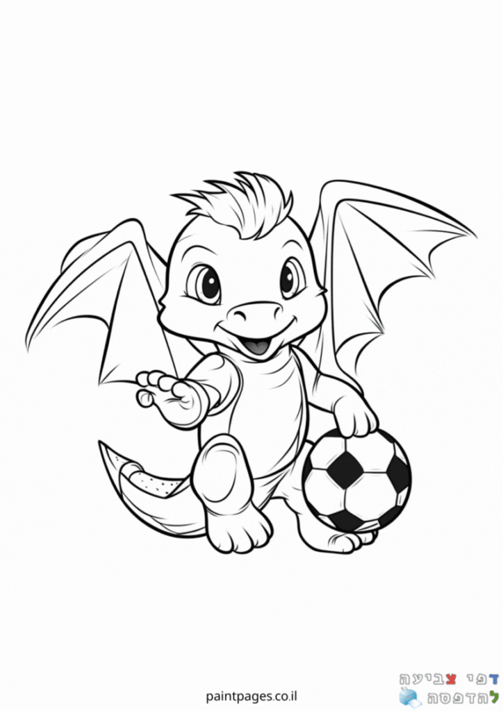 דרקון עם כדורגל לצביעה