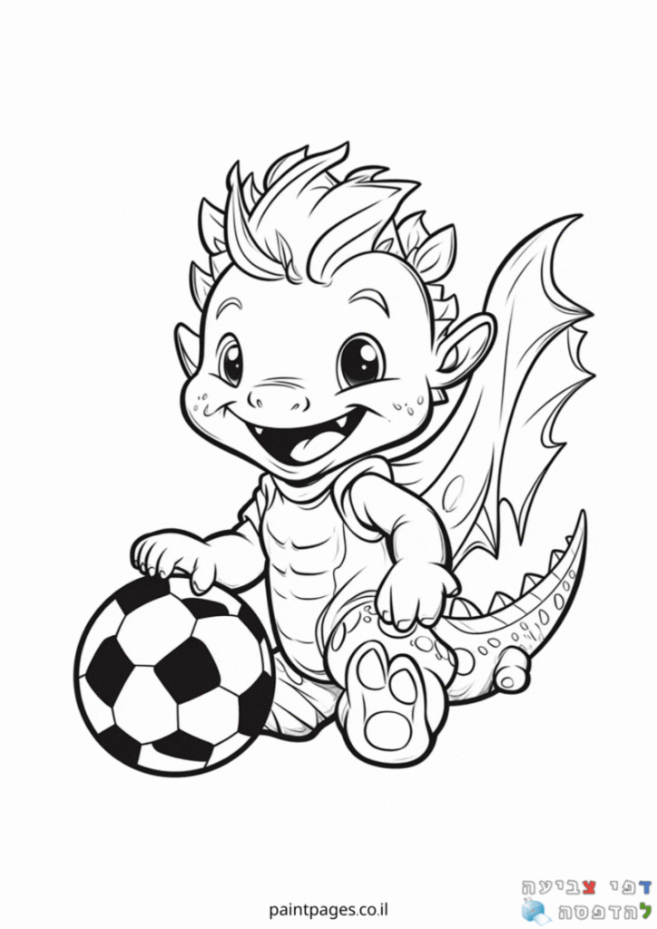 דרקון שחקן כדורגל לצביעה