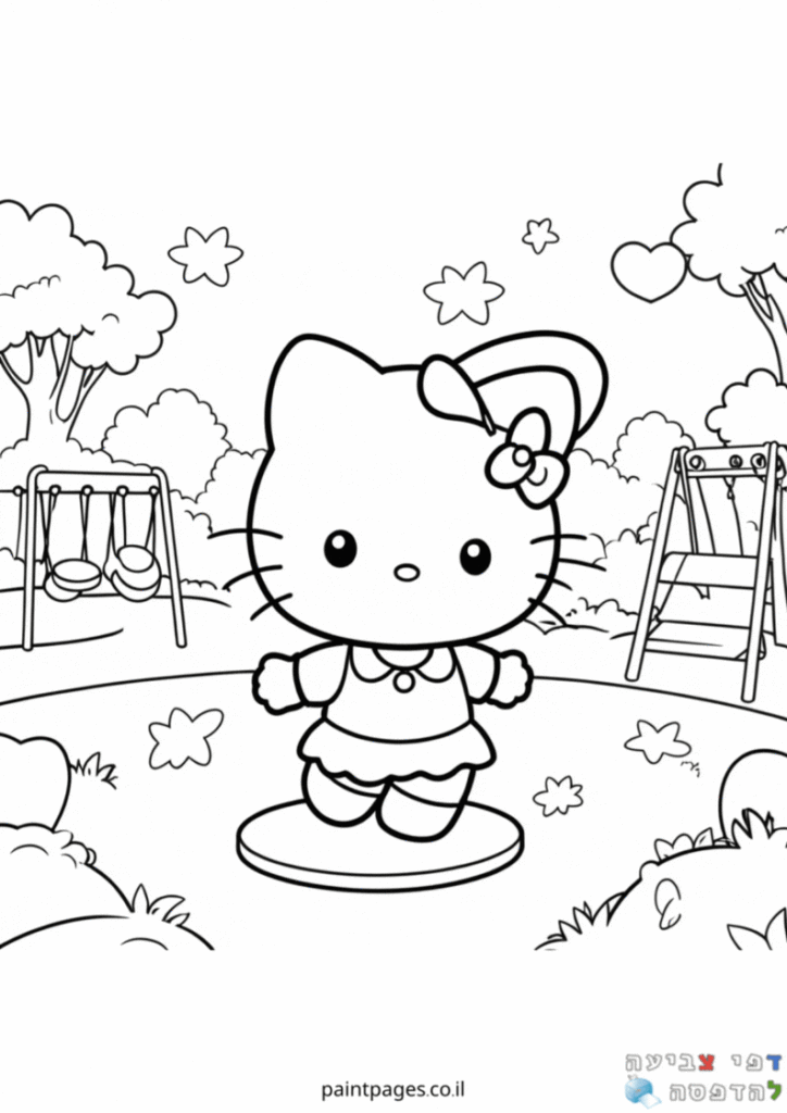 הלו קיטי בגן שעשועים לצביעה