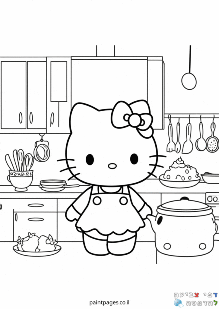הלו קיטי במטבח לצביעה