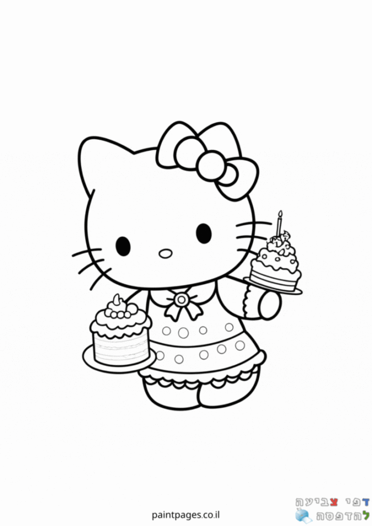 הלו קיטי מחזיקה קאפקייקס לצביעה