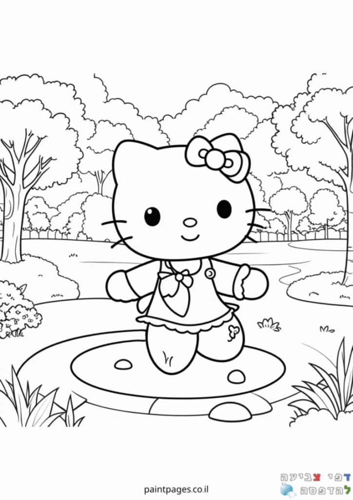 הלו קיטי משחקת בחוץ לצביעה