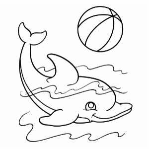 דולפין משחק עם כדור במים דף צביעה לילדים להדפסה kostenlose Malvorlagen zum Ausdrucken דפי פעילות יצירה חינוכיים פעילות צביעה לילדים ציורים להדפסה