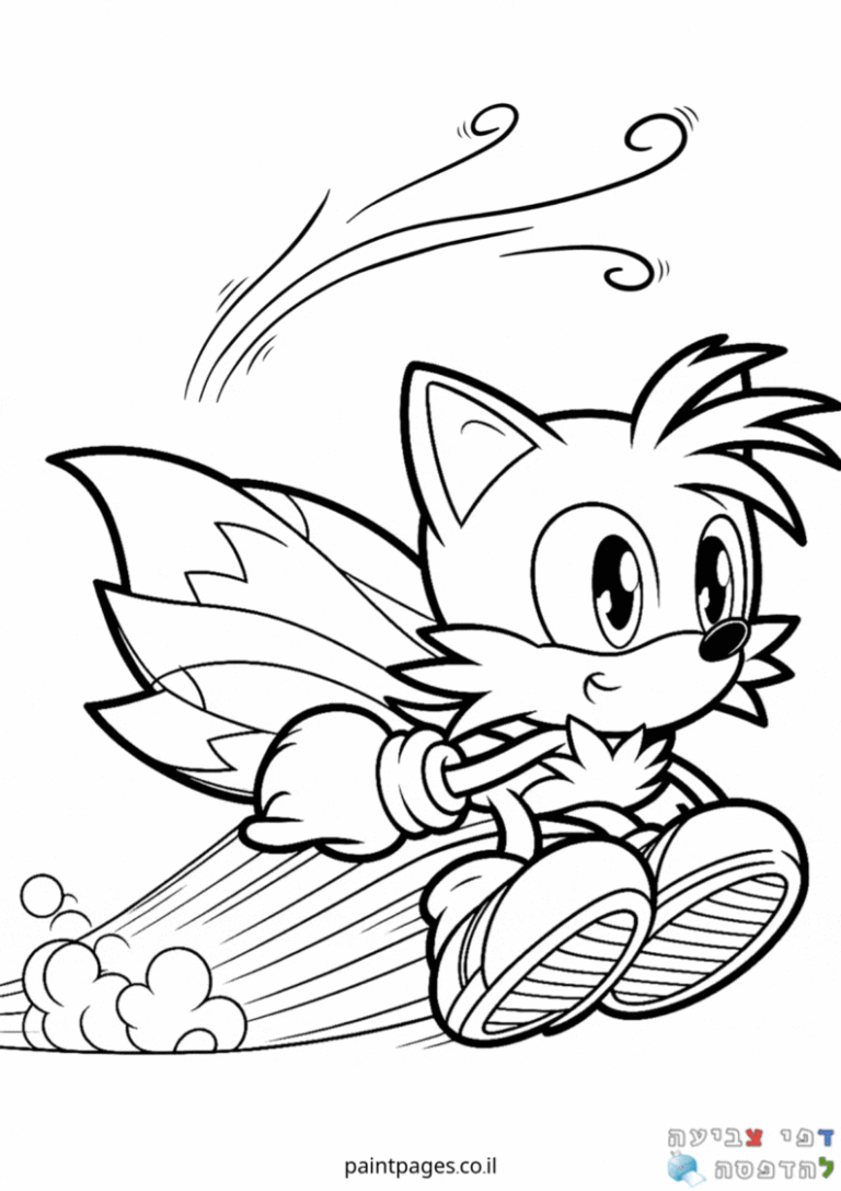 ילד מצויר עם אוזניים גדולות וזנבות מעופפים מתאים לדפי צביעה לילדים שאוהבים יצירתיות והדפסה אתר דפי צביעה מקוריים להורדה