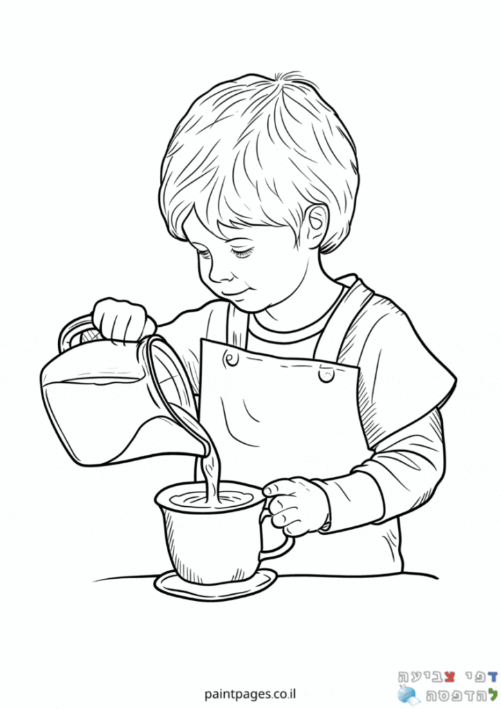 ילד מוזג שתיה לצביעה