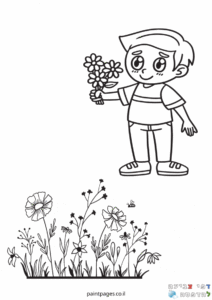 ילד קוטף פרחים בשבועות