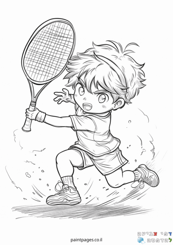 ילד שחקן טניס לצביעה