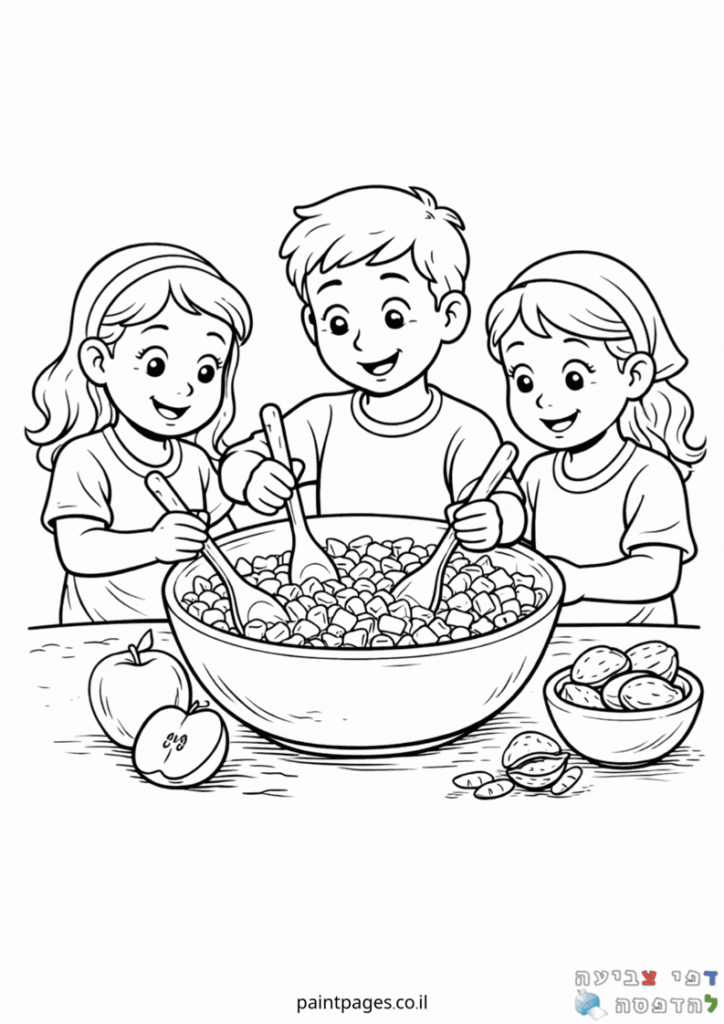 ילדים מכינים חרוסת לפסח