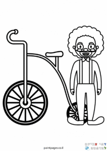 ליצן קרקס אופניים לצביעה
