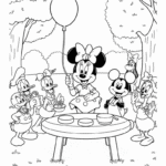 דף צביעה לילדים עם דמויות מפורסמות בפרק בחצר עם בלון ועץ. מפתח ליצירה וצביעה. מתאים לפעילות יצירתית ומהנה בבית או בבית הספר.