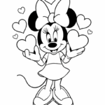 דמות מצוירת בדף צביעה מחזיקה לבבות בחיוך מוקפת לבבות נוספים מתאימה לילדים שאוהבים פעילות יצירה וצביעה נהדרת לזמן איכות ומהנה