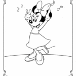 דמות מצוירת רוקדת עם מוזיקה ברקע עיצוב גבולות מעוטר דף צביעה לילדים יצירה והדפסה לילדים שאוהבים לצבוע דמויות פופולריות בפעולה