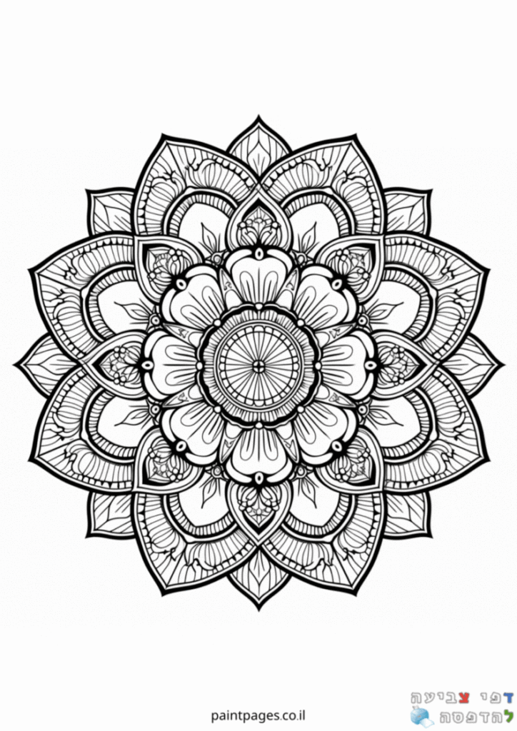 מנדלה כהה – דף צביעה למבוגרים