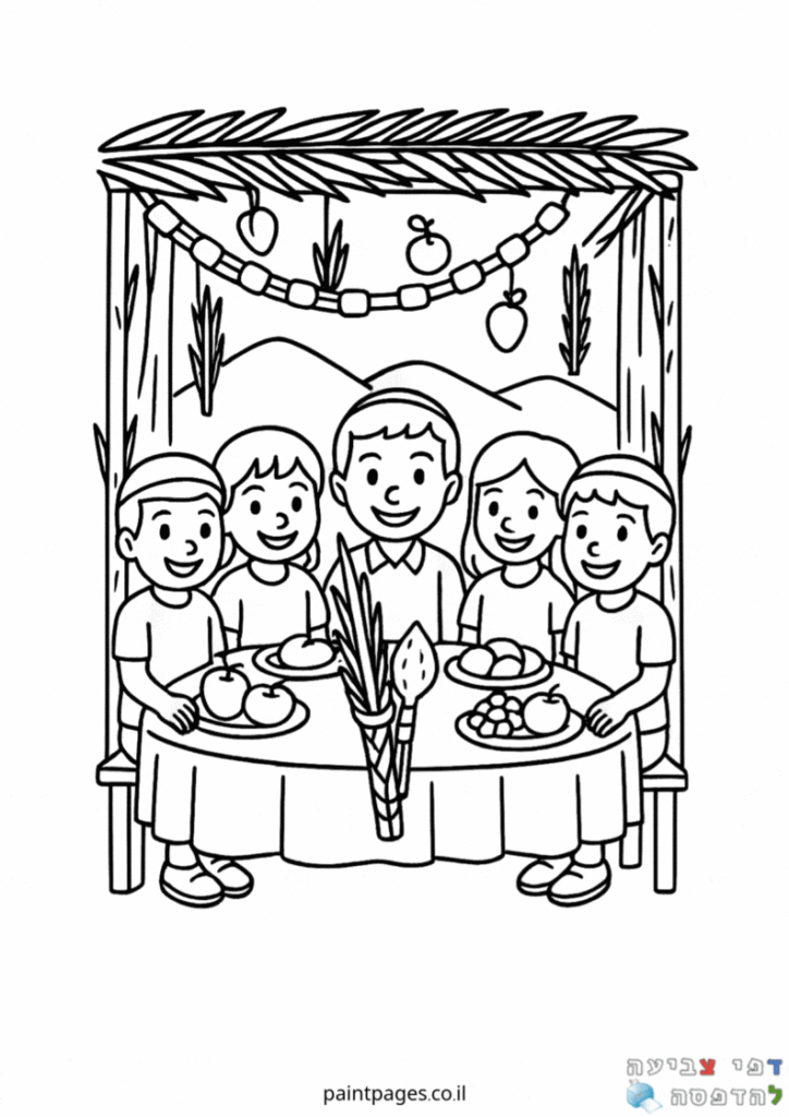 משפחה בסוכה לצביעה
