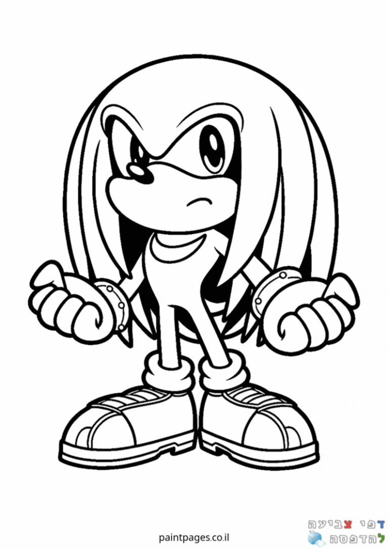 דף צביעה לילדים עם דמות מצוירת בעלת כפפות ונעליים גדולות להדפסה באתר דפי צביעה מקוריים. מתאים לילדים שאוהבים יצירה וצביעה.