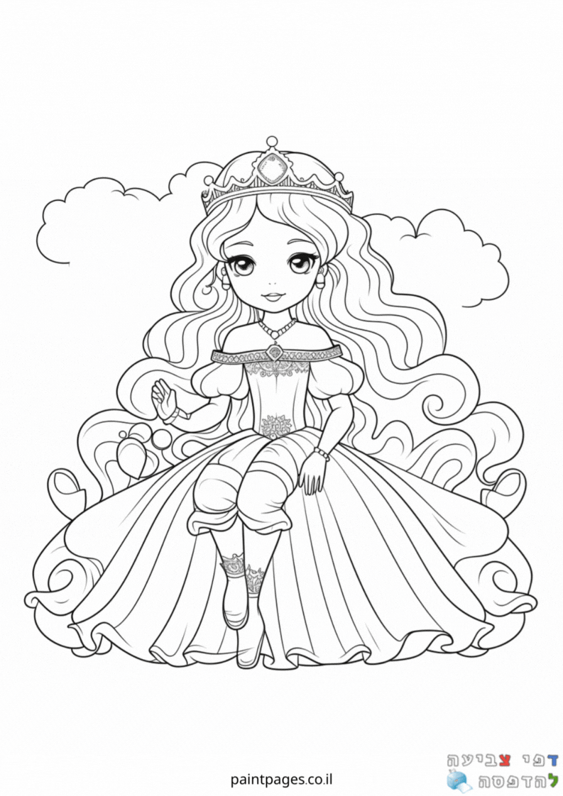 נסיכה עם שפע תלתלים לצביעה