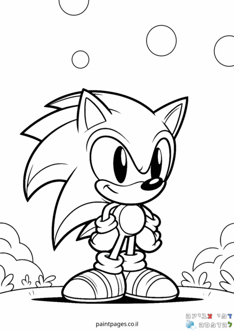 דמות קיפוד מצוירת בסגנון קומיקס עומדת ביער ברקע מעוגל ציור דפי צביעה להדפסה לילדים שאוהבים יצירה וצביעה יצירות מקוריות להורדה