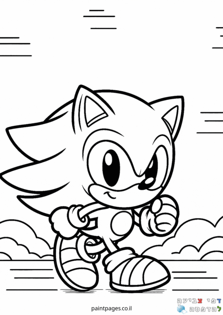 דף צביעה של דמות מצוירת רצה בשחור לבן להדפסה ילדים יצירה כיף דפי ציור לילדים פעילות צביעה פיתוח דמיון והנאה