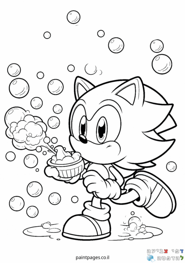 דף צביעה לילדים עם דמות מצוירת מפריחה בועות סבון פעילות יצירה מהנה להדפסה באתר דפי צביעה מקוריים צבעים ושחור לבן