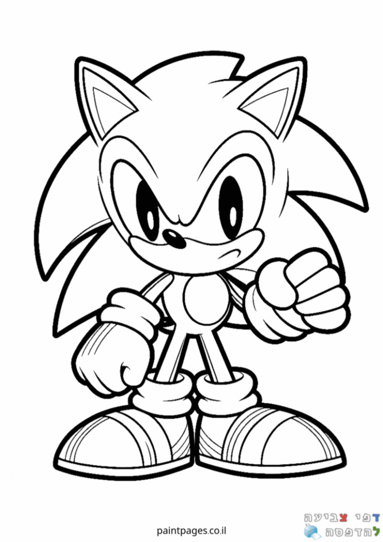 דף צביעה בשחור לבן של קיפוד מהיר, מיועד לילדים שאוהבים לצבוע ולהתעסק ביצירה מהנה ומאתגרת באתר דפי צביעה לילדים להדפסה