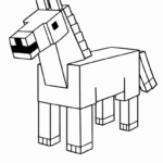 דף צביעה לילדים של סוס בסגנון פיקסל בשחור לבן להדפסה מושלם לפעילויות יצירה וצביעה לחובבי חיות ומשחקים דיגיטליים צעירים