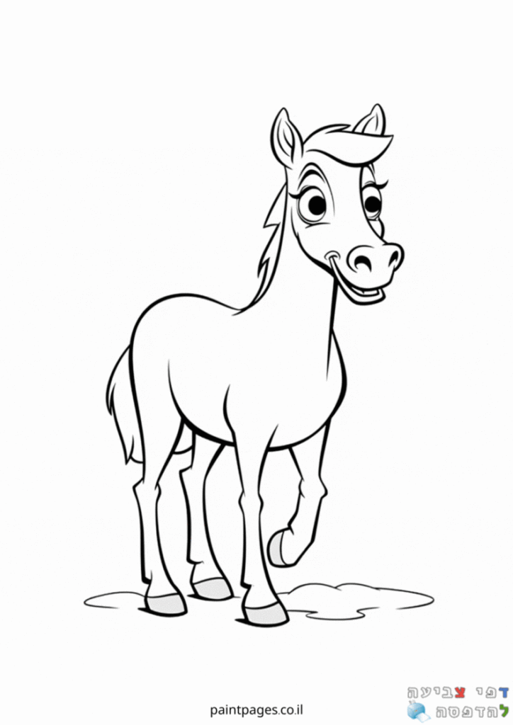 סוס קריקטורה מטייל לצביעה