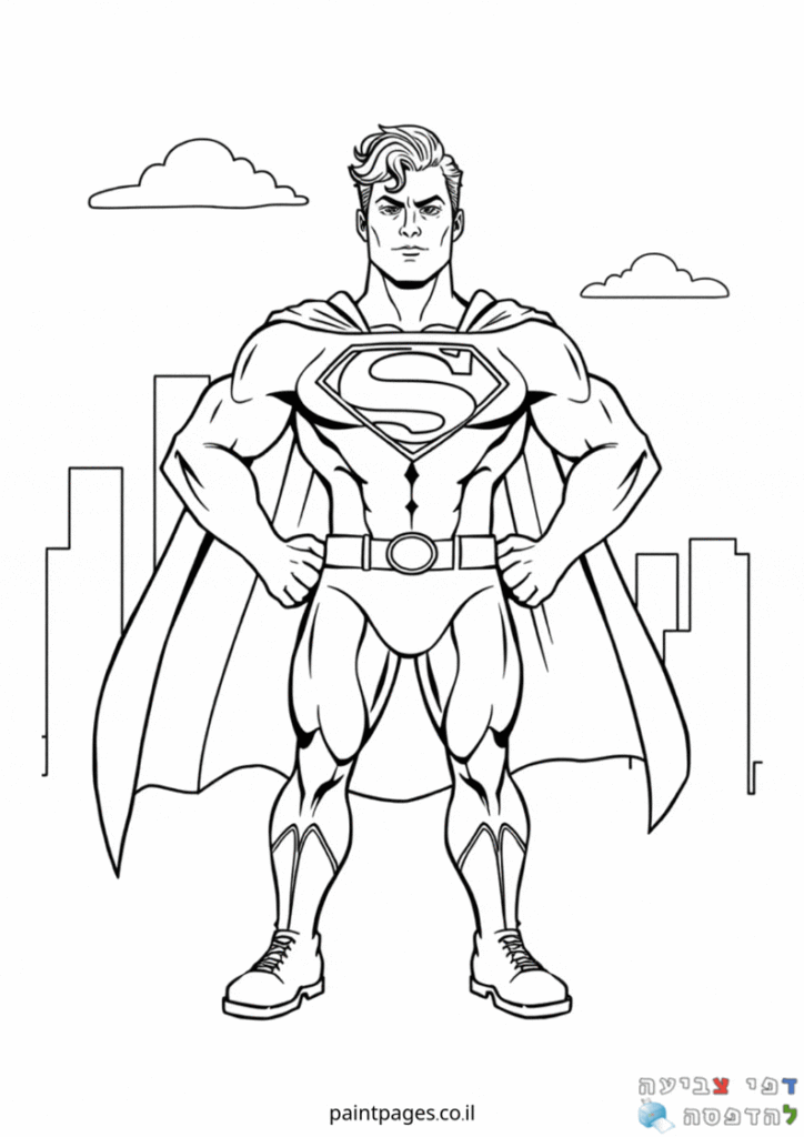 סופרמן בסגנון קומיקס לצביעה