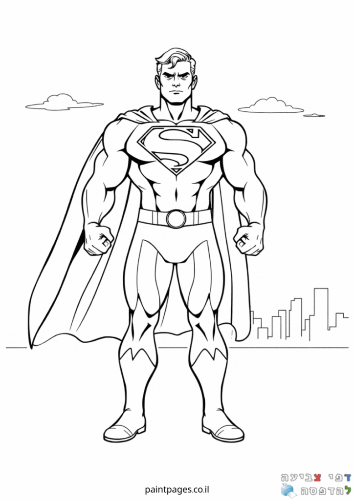 סופרמן עם הגלימה מתנפנפת ברוח