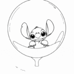 דף צביעה לילדים של דמות חמודה בבלון. מתאים לפעילות יצירה וצביעה. אידיאלי להדפסה ופיתוח כישורים אמנותיים אצל ילדים.