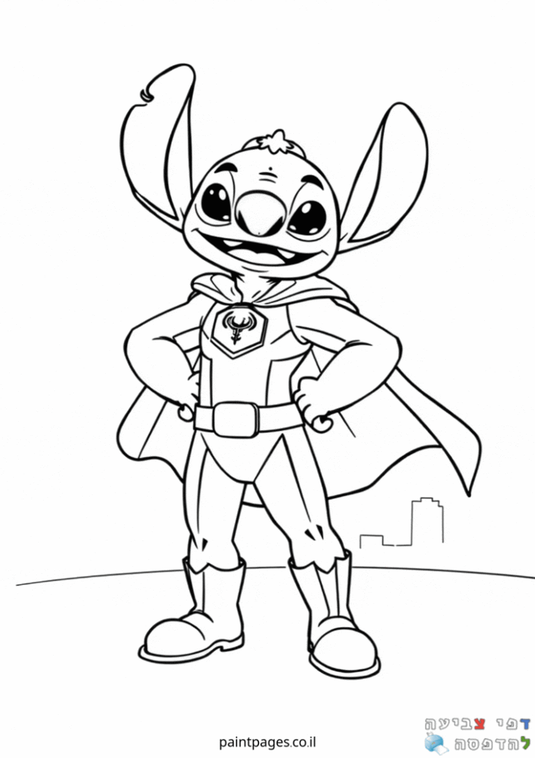 דמות קומיקס גיבור על עם גלימה ומגפיים לדף צביעה לילדים. מתאים לפעילויות יצירה וצביעה מהנות. דפי צביעה מקוריים להדפסה