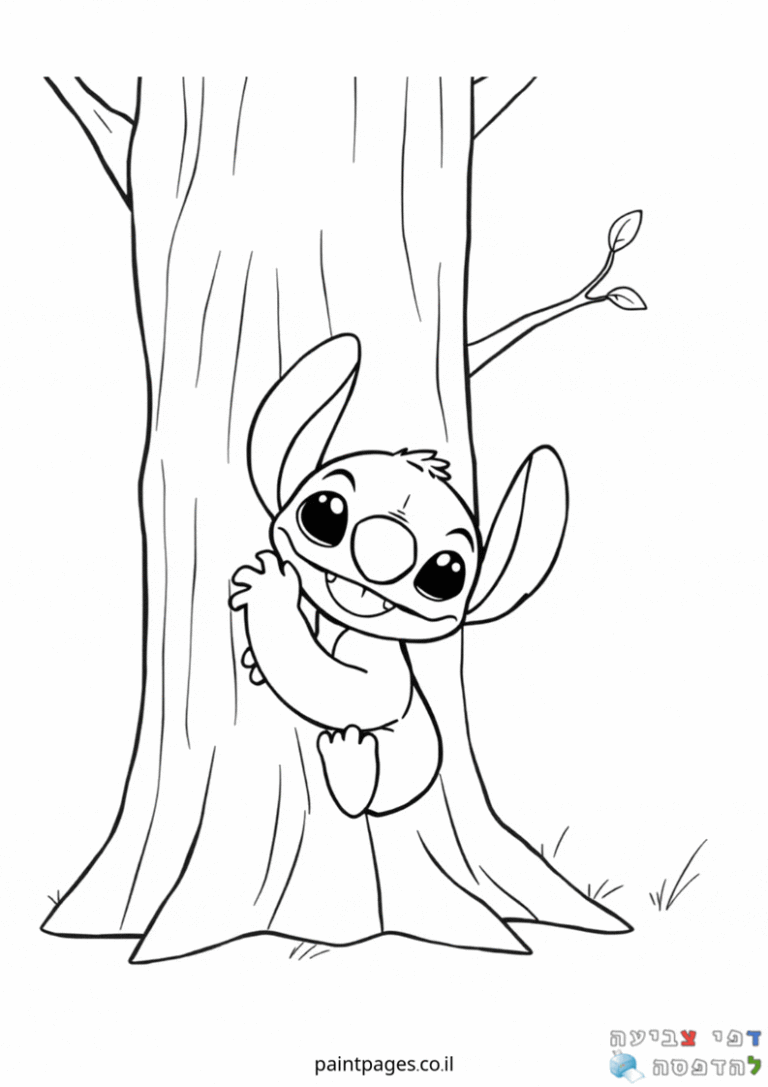 דף צביעה לילדים המציג דמות מצוירת מחבקת עץ. מתאים לילדים שאוהבים אומנות ויצירתיות. אתר דפי צביעה מקוריים להדפסה.
