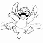 דף צביעה לילדים עם דמות מצוירת שמחה ומאושרת לקפוץ באוויר מתאים לפעילות יצירה וצביעה מתאים לילדים שאוהבים יצירה והנאה באתר דפי צביעה להדפסה