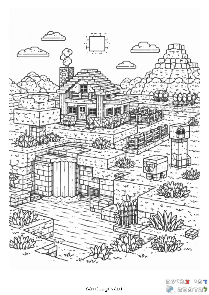 עולם מיינקראפט לצביעה