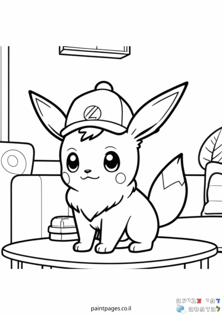 פוקימון איווי עומד על שולחן לצביעה